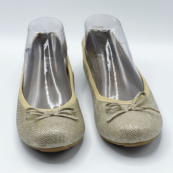 Stuart Weitzman Fannie Ballerina Platinum Noir gold sparkle flats - Women’s 5 - Picture 2 of 11